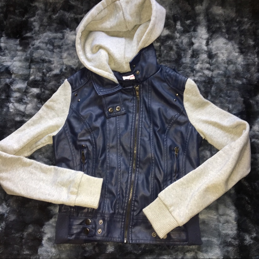 Blue leather jacket
